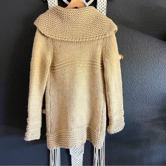 Berretti Made In Italy Chunky Cableknit Cardigan S Tan Cottagecore - Picture 2 of 6